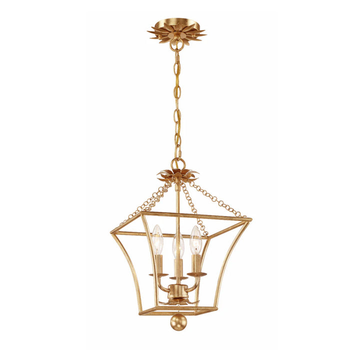 3-Light Gold Floral Chandelier