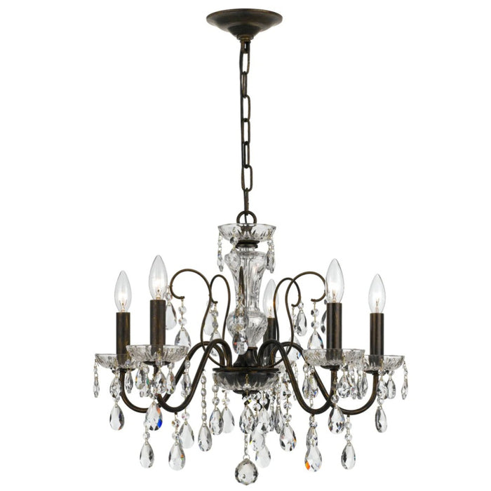 5-Light English Bronze Crystal Chandelier