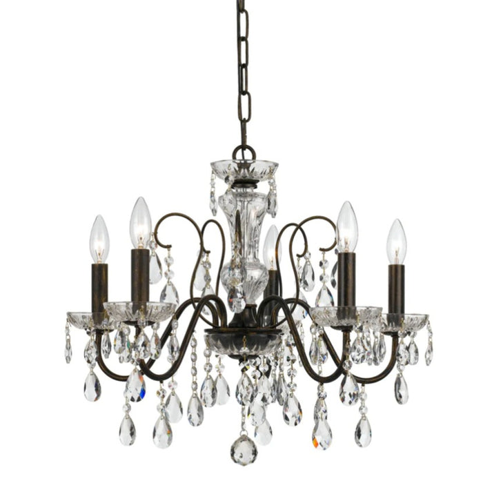 5-Light English Bronze Crystal Chandelier