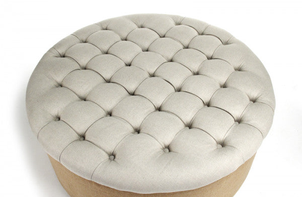 French Country Tufted Round Ottoman