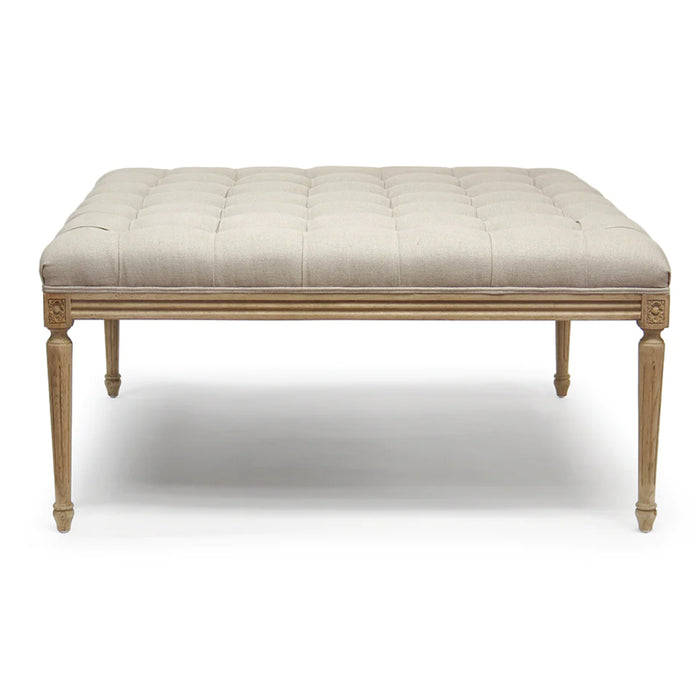 Traditional Linen Tufted Ottoman