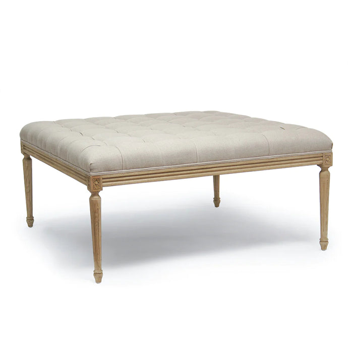 Traditional Linen Tufted Ottoman