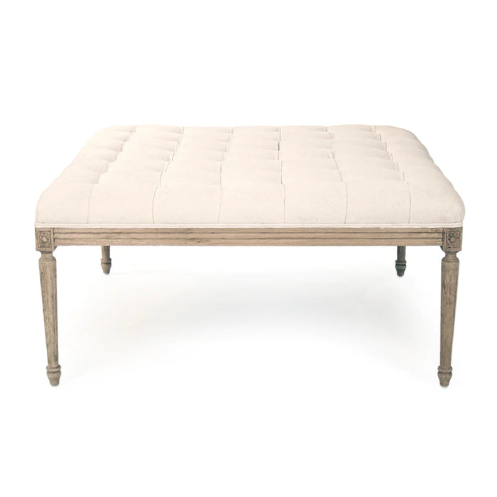 Traditional Linen Tufted Ottoman