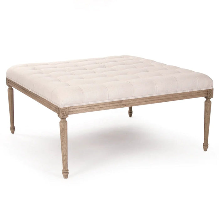 Traditional Linen Tufted Ottoman