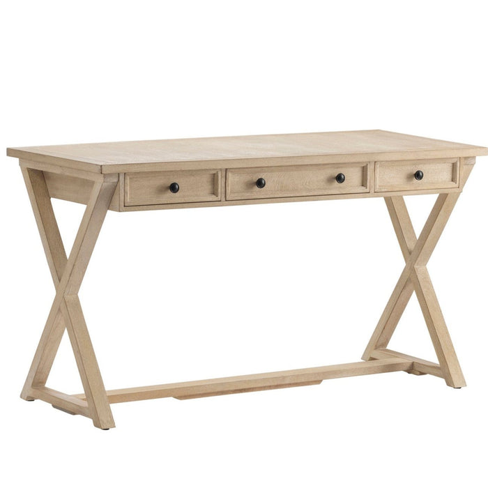 Natural Wood Trestle X-Base Desk