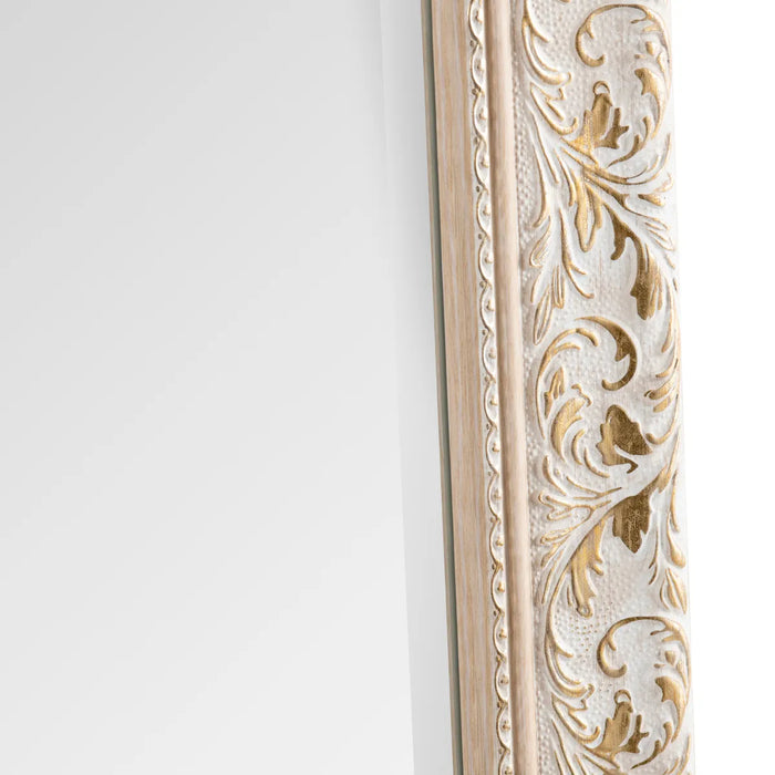 Gold Accent White Ornate Wall Mirror