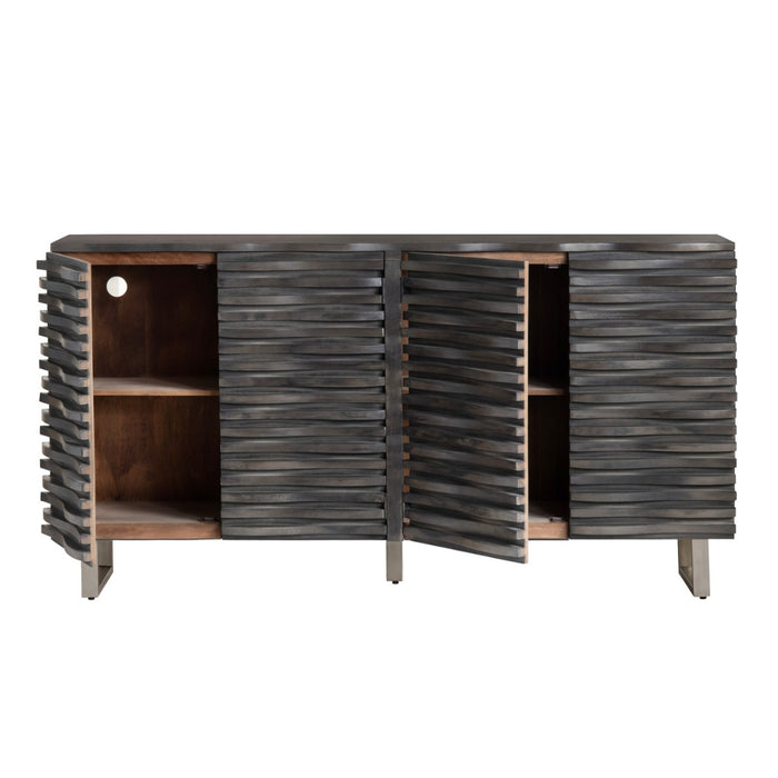 Woven Wood Gray Sideboard