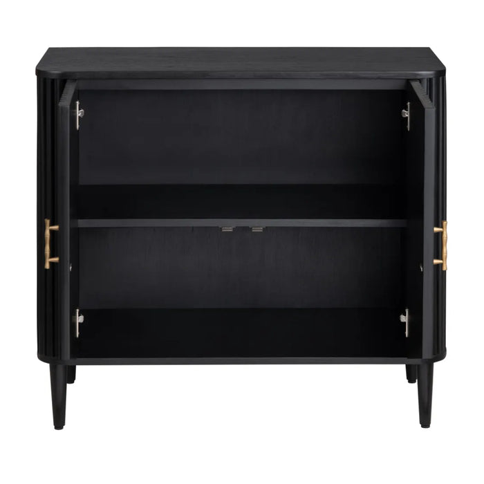 Modern Transitional Black Wood-Panned Cabinet