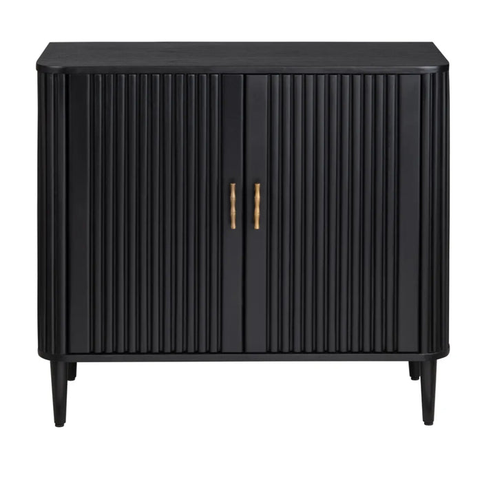 Modern Transitional Black Wood-Panned Cabinet