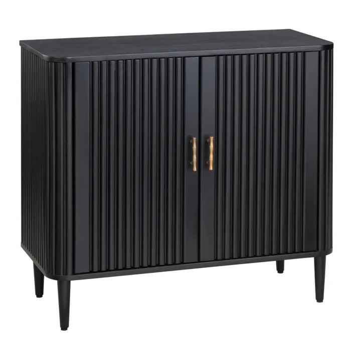 Modern Transitional Black Wood-Panned Cabinet