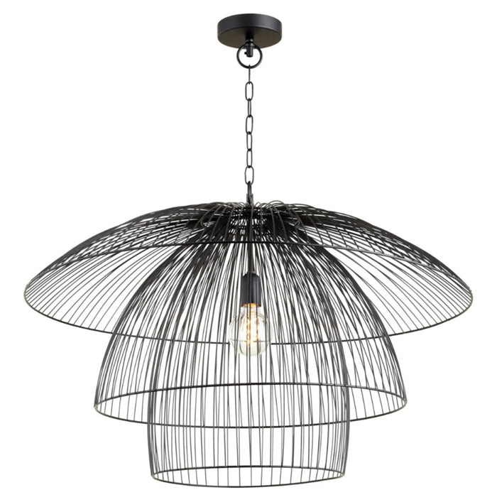 Three-Tier Matte Black Pendant Light