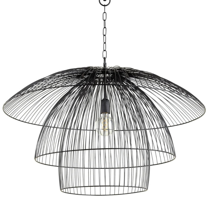 Three-Tier Matte Black Pendant Light