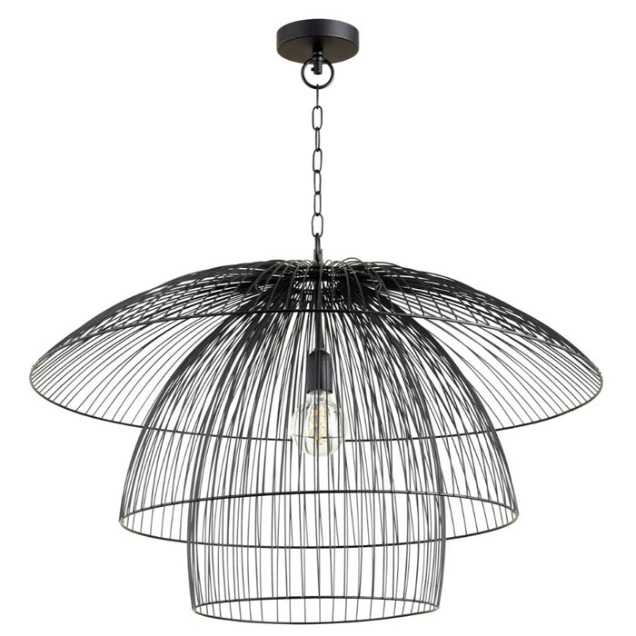 Three-Tier Matte Black Pendant Light