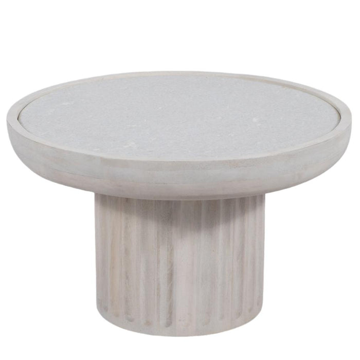 White Rounded Marble Coffee Table