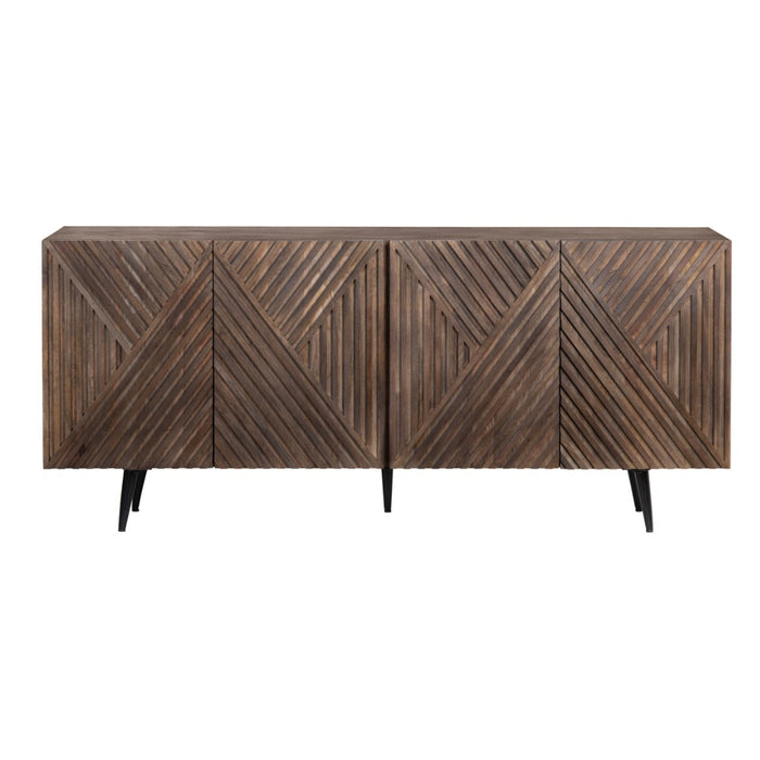 Brown Angular Carved Sideboard