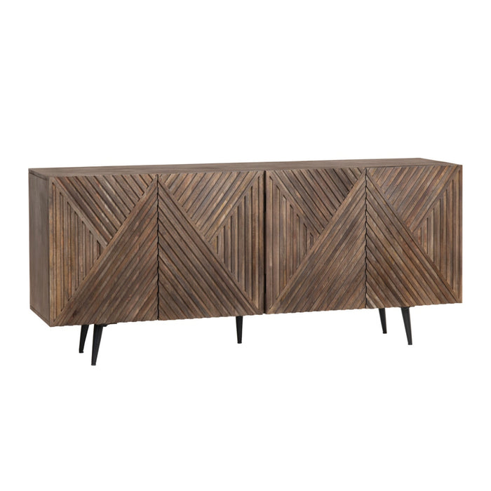 Brown Angular Carved Sideboard