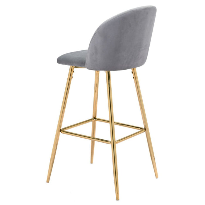 Gray & Gold Velvet Barstool