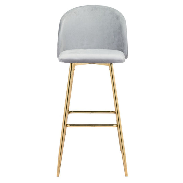 Gray & Gold Velvet Barstool