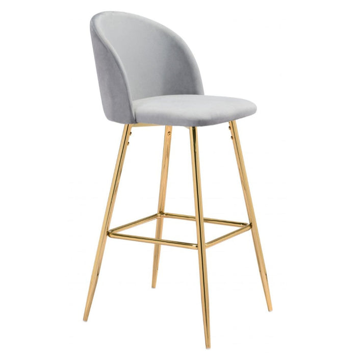 Gray & Gold Velvet Barstool