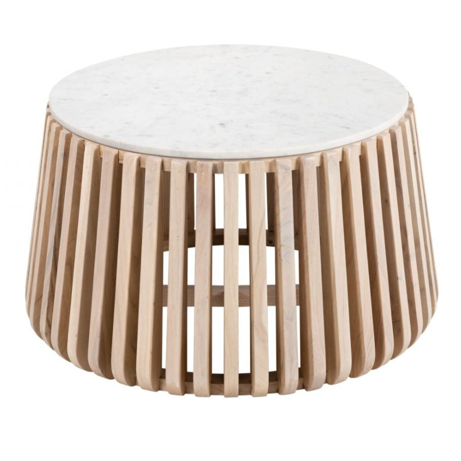 White Marble Top Natural Coffee Table