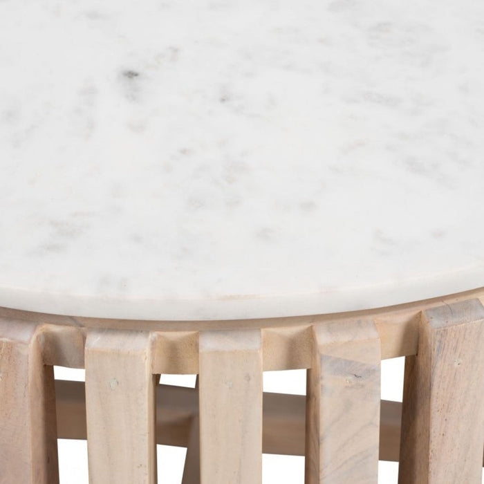 White Marble Top Natural Coffee Table