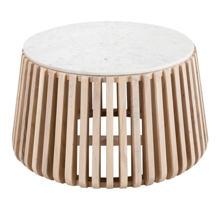 White Marble Top Natural Coffee Table