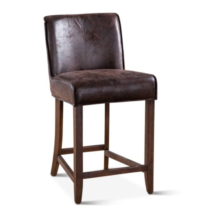 Dark Brown Leather Counter Chair