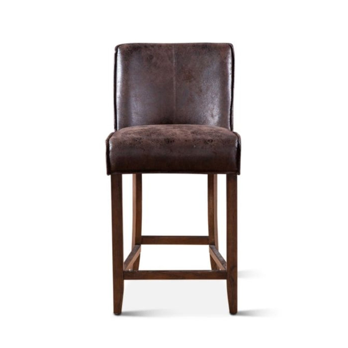 Dark Brown Leather Counter Chair