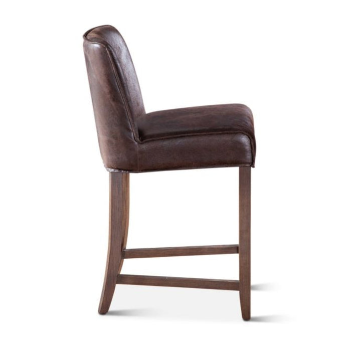 Dark Brown Leather Counter Chair