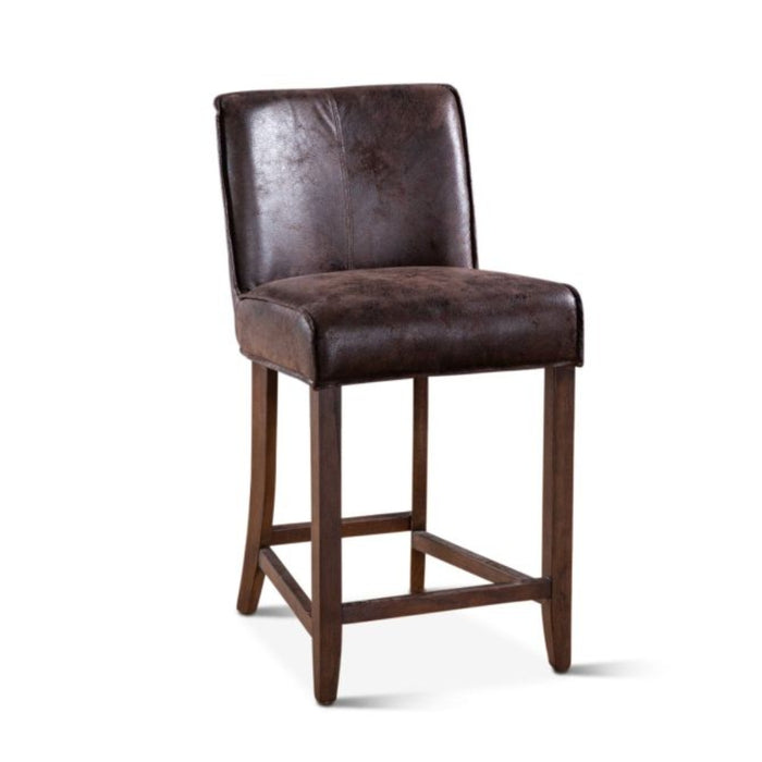 Dark Brown Leather Counter Chair