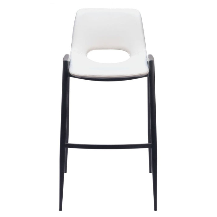 White & White Faux Leather Barstool