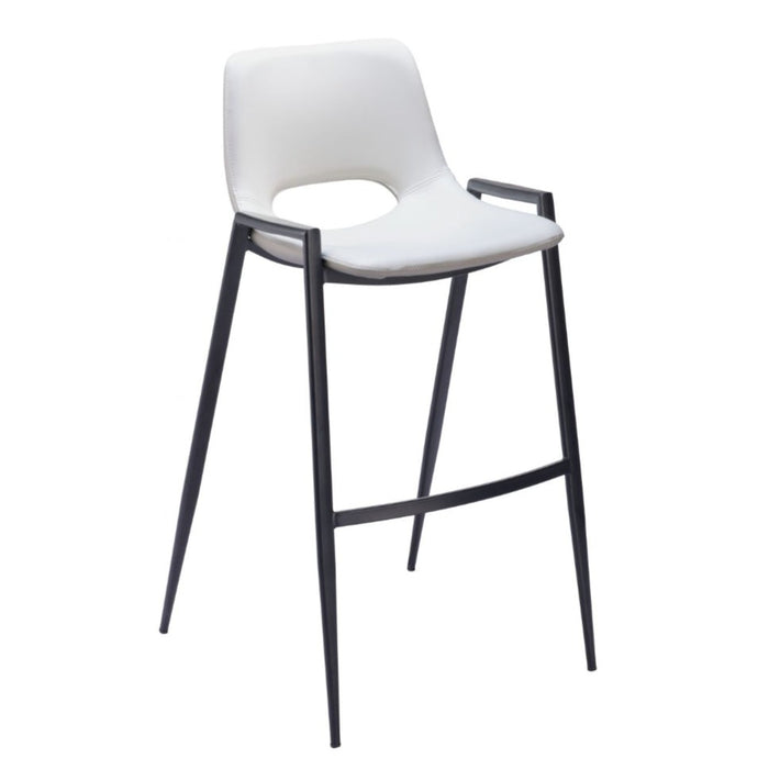 White & White Faux Leather Barstool