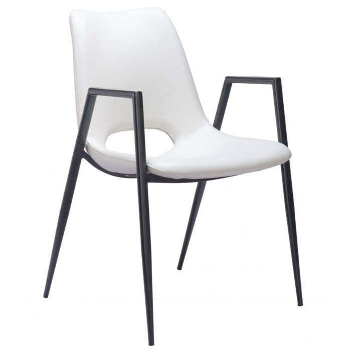 White Faux Leather & Black Dining Chair