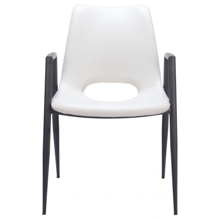 White Faux Leather & Black Dining Chair