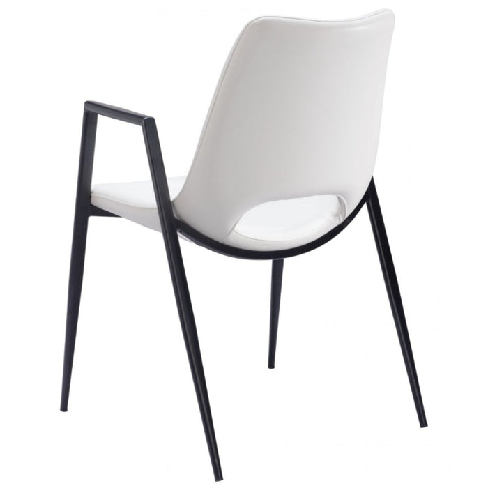 White Faux Leather & Black Dining Chair