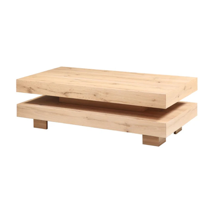 Modern Tiered Oak Coffee Table