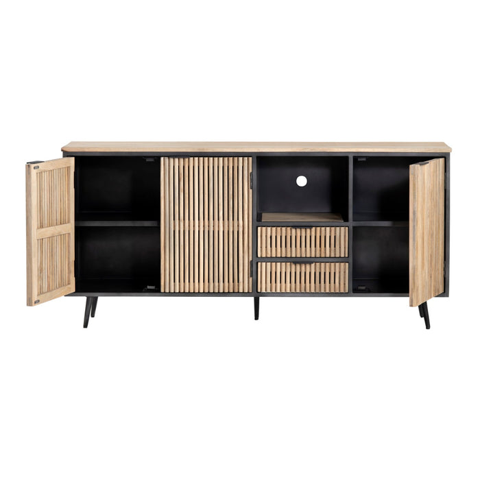 Modern Ridged Wood Sideboard