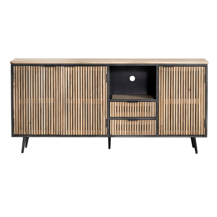 Modern Ridged Wood Sideboard