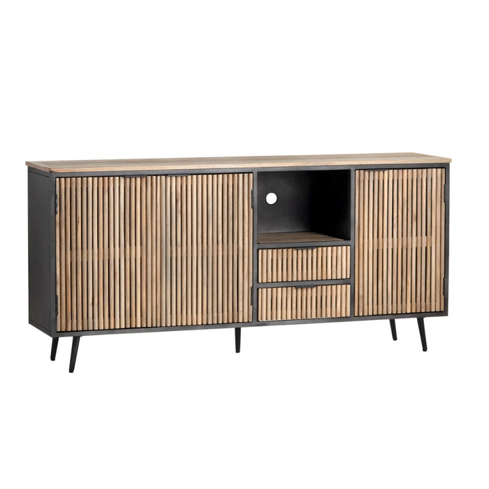 Modern Ridged Wood Sideboard