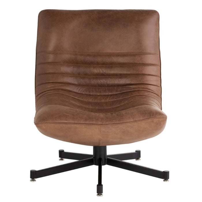 Mid Brown Distressed Leather Chair