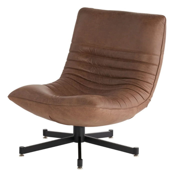 Mid Brown Distressed Leather Chair