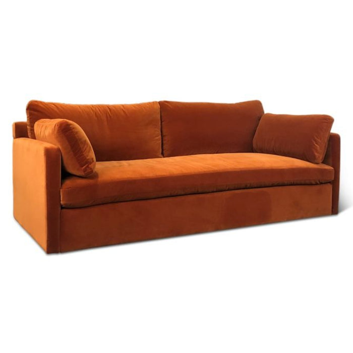 Burnt Orange Velvet Fabric Sofa