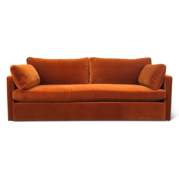 Burnt Orange Velvet Fabric Sofa