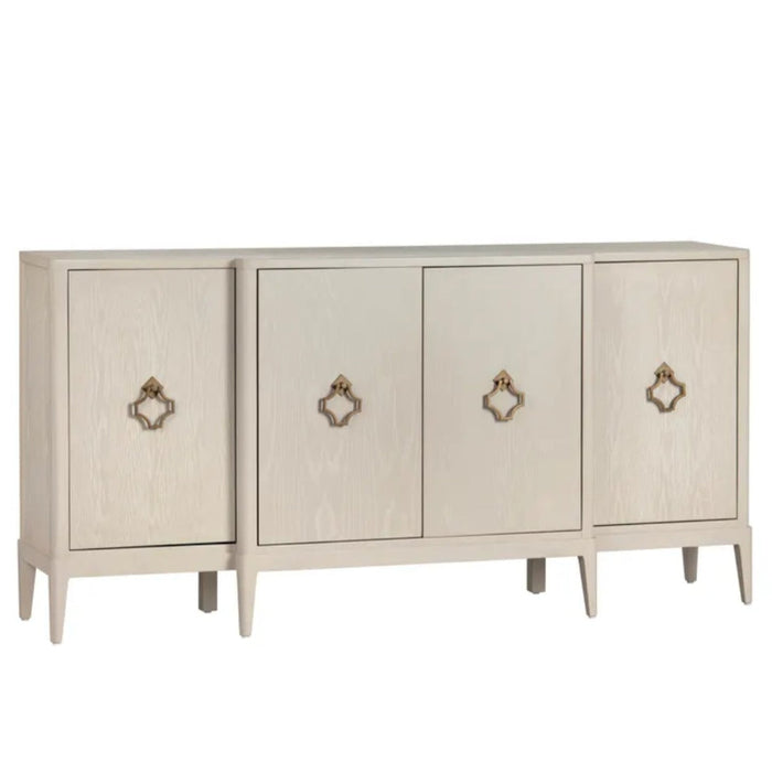 Light Oak Sideboard with Gold Quatrefoil