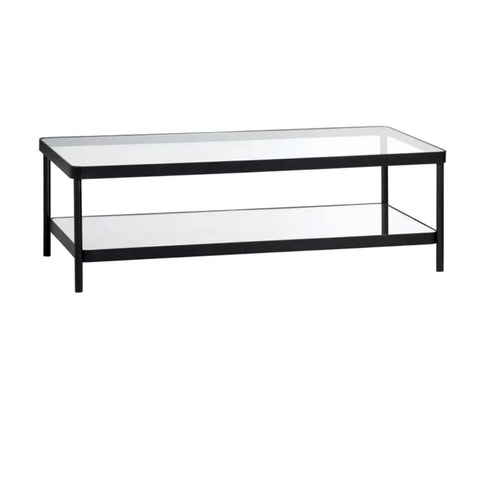 Glass Top Black Metal Coffee Table