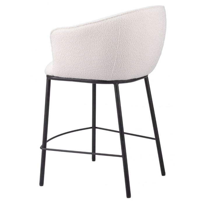 White and Black Boucle Counter Stool