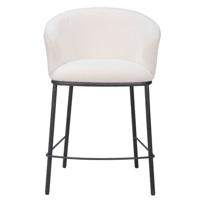 White and Black Boucle Counter Stool