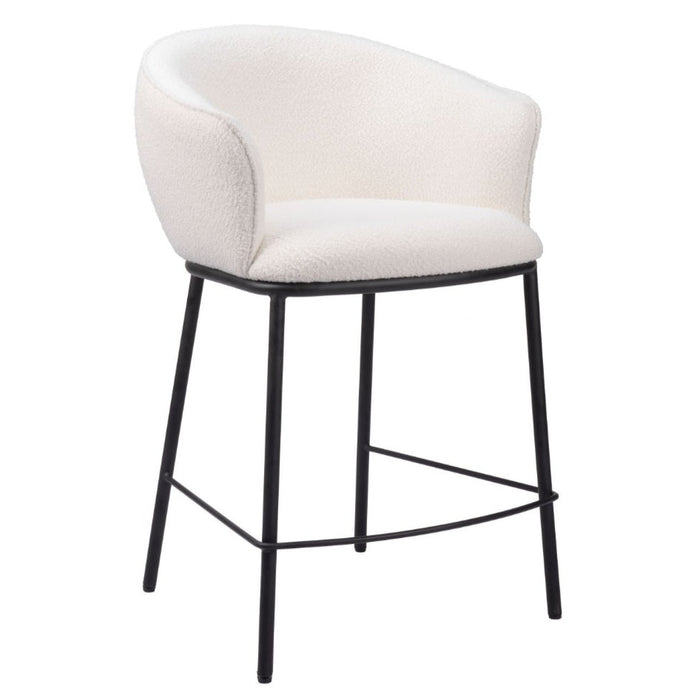 White and Black Boucle Counter Stool