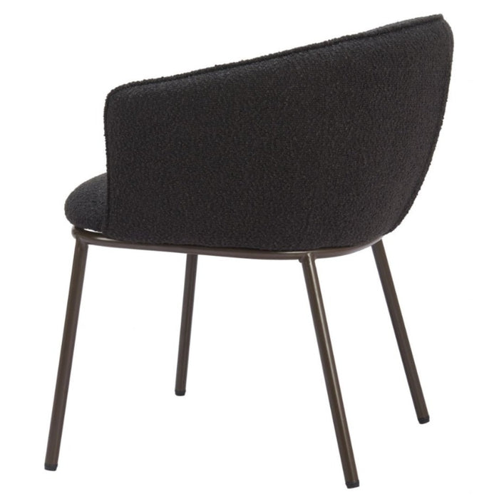 Black & Bronze Boucle Dining Chair