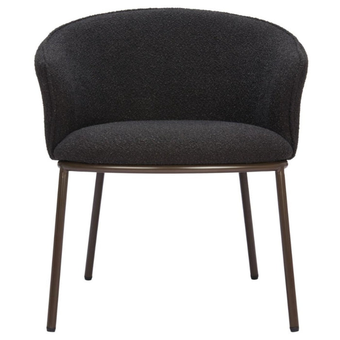 Black & Bronze Boucle Dining Chair